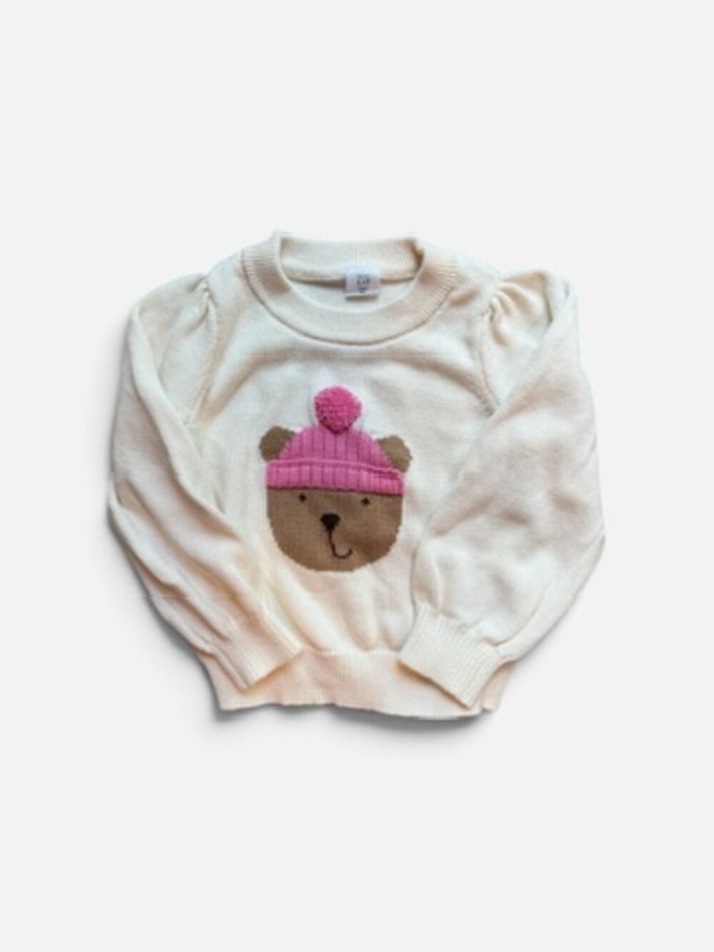 Gap Kids Bear Sweater – Size 3T – Cream/Pink